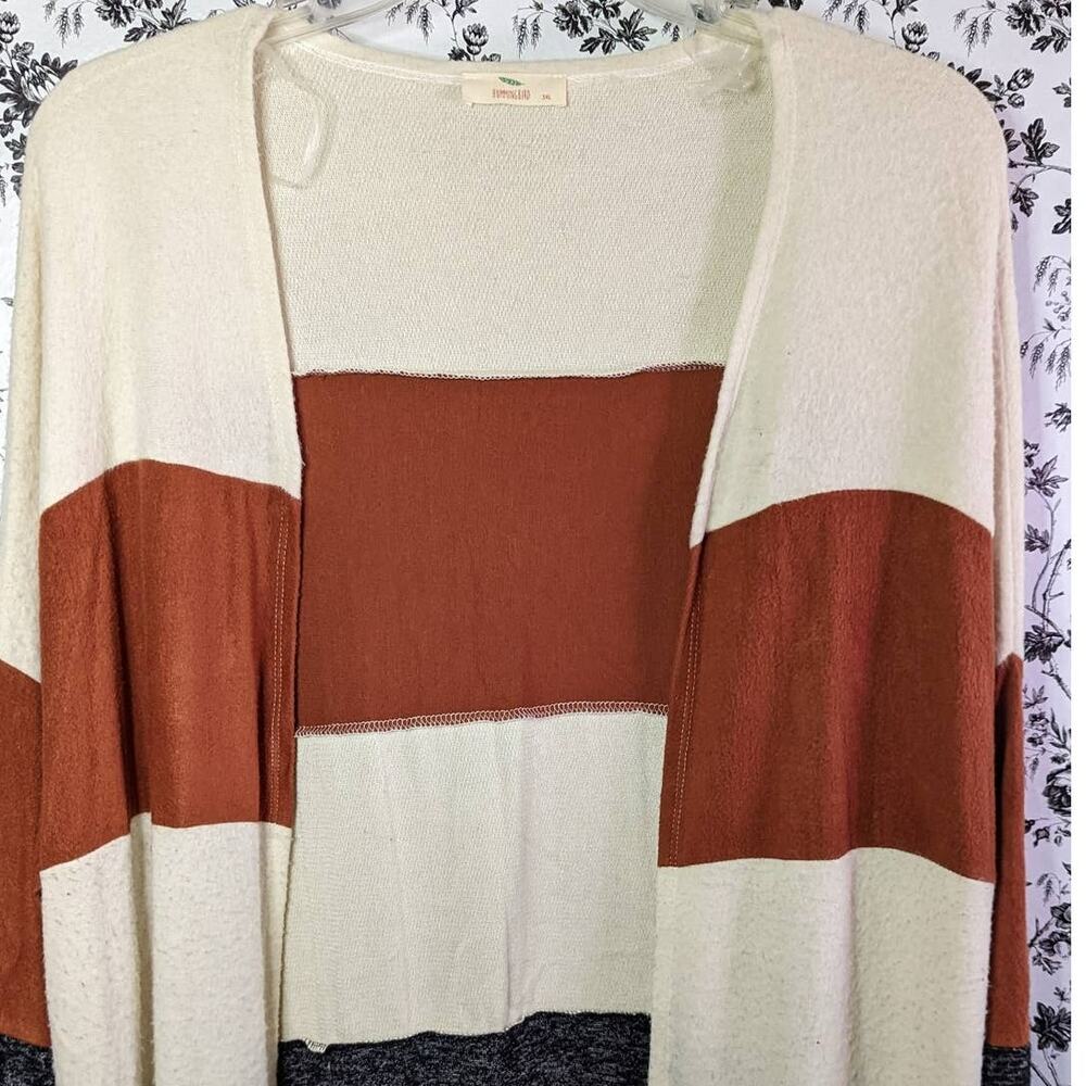 Hummingbird Plus Size Long Duster Multi Color Block Cardigan Sweater Fall 3XL - Picture 4 of 9